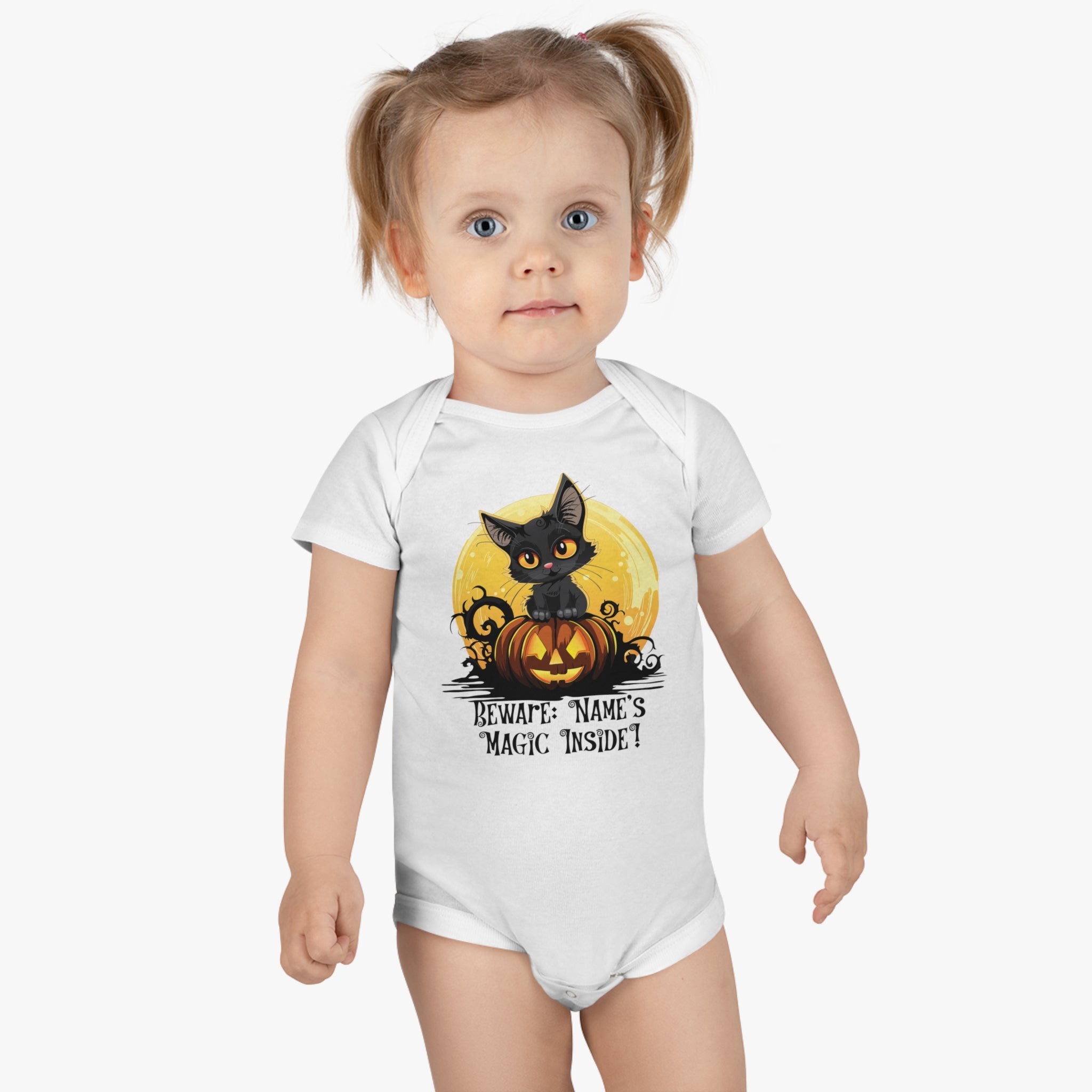 Beware Magic Inside Customizable Onesie® Organic Baby Bodysuit