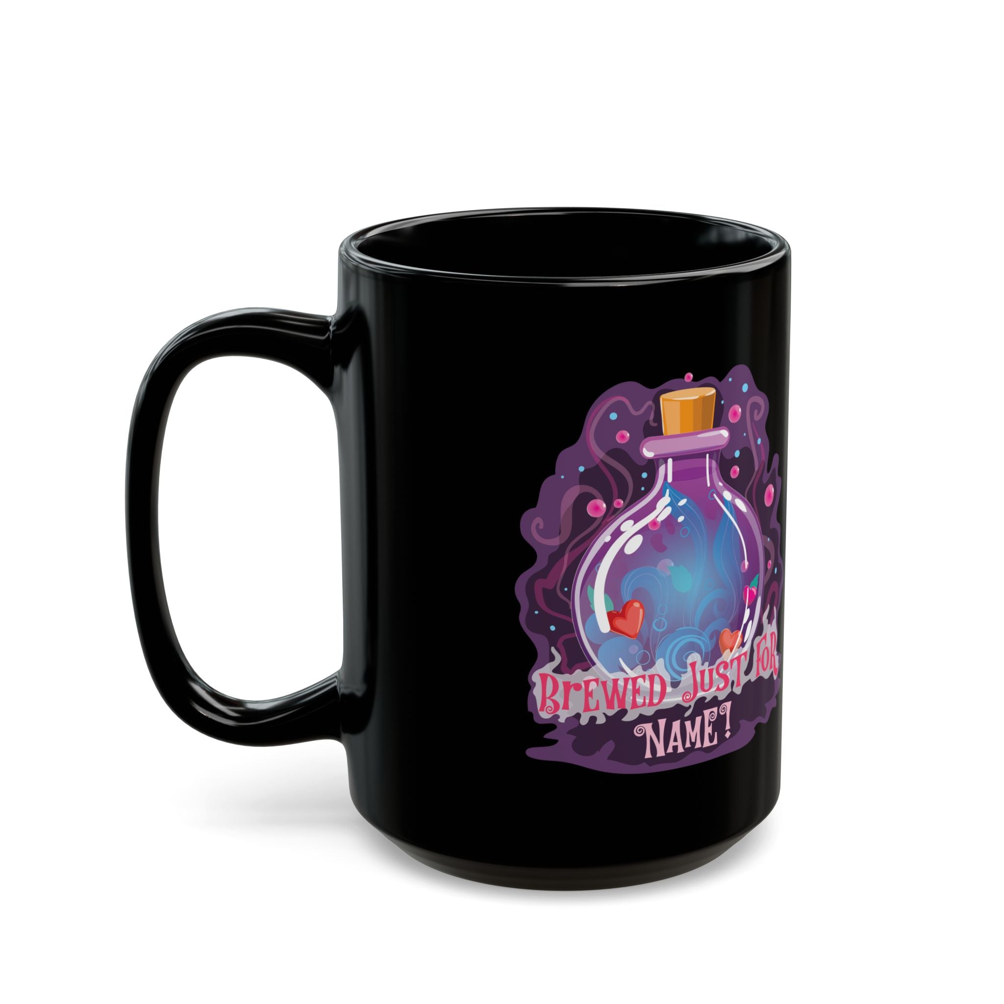 Brewed Just For You Customizable Black Mug (11oz, 15oz)