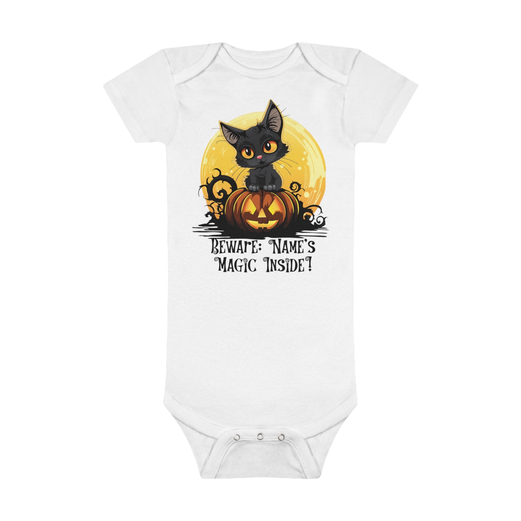 Beware Magic Inside Customizable Onesie® Organic Baby Bodysuit